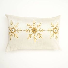 Snow Fall Bead Work Pillow Elegant Winter Accent
