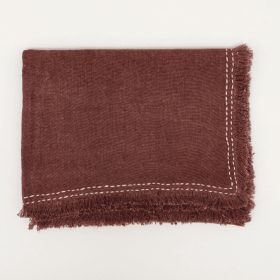 Stonewashed Linen Woven Throw Blanket With Fringe  52X68 Inch