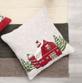 Merry Christmas Cheer Jacquard Machine Woven Throw Pillow-24X24 (Option: WhiteRed4)