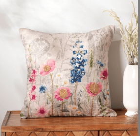 Cotton Embroidered Decor Cushion-Pink-18 X 18 Inch (Option: Multi)