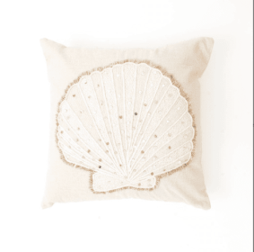 Cotton Embroidered Decor Cushion-Pink-18 X 18 Inch (Option: Off White2)