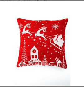 Merry Christmas Cheer Jacquard Machine Woven Throw Pillow-24X24 (Option: WhiteRed1)